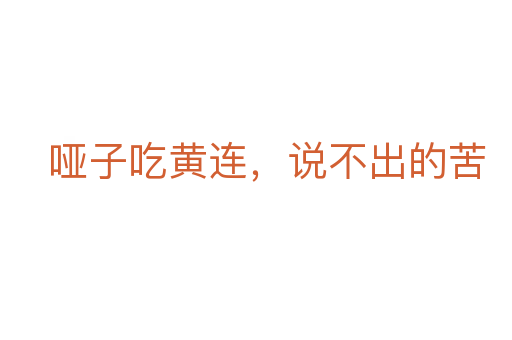 哑子吃黄连,说不出的苦